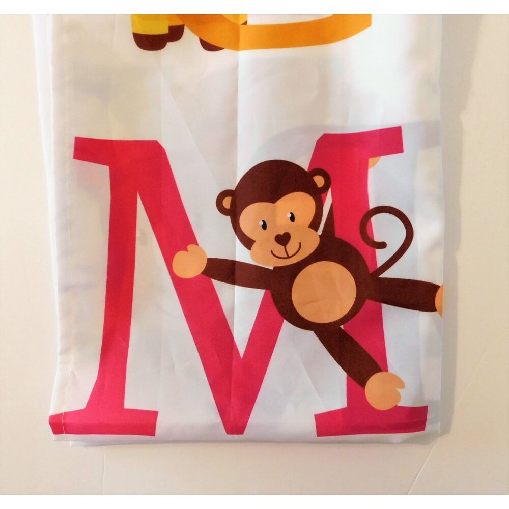 Kids Alphabet Numbers Shower Curtain 71 x 71 Animals ABC Colorful White Cute - Picture 5 of 9